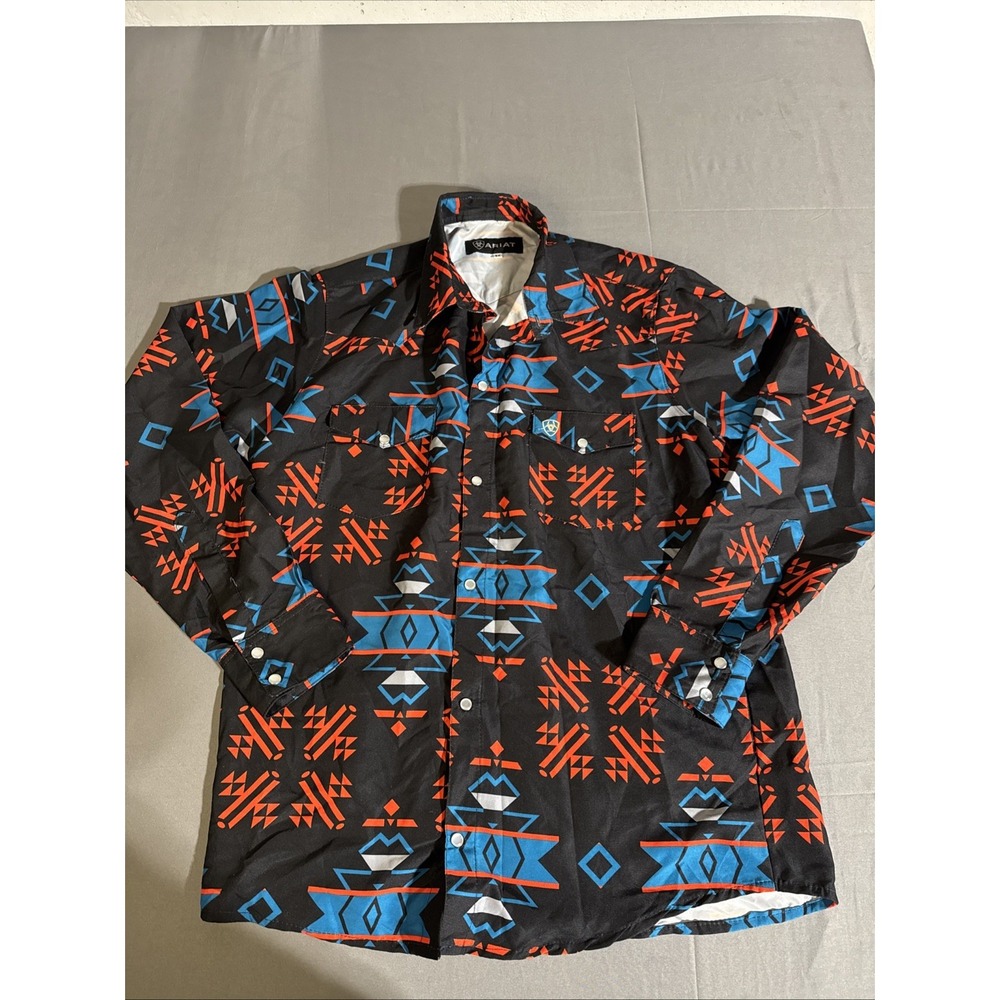 Ariat Mens Western Geometric Print Long‎ Sleeve Snap Button Shirt EX Large